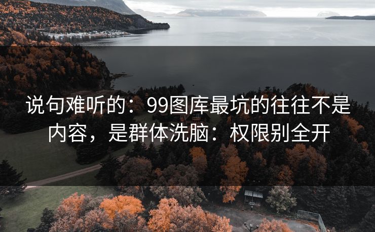 说句难听的：99图库最坑的往往不是内容，是群体洗脑：权限别全开
