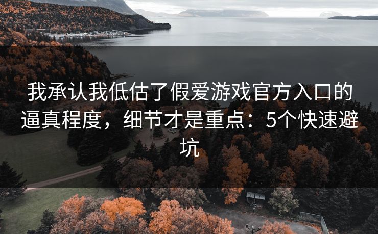 我承认我低估了假爱游戏官方入口的逼真程度，细节才是重点：5个快速避坑